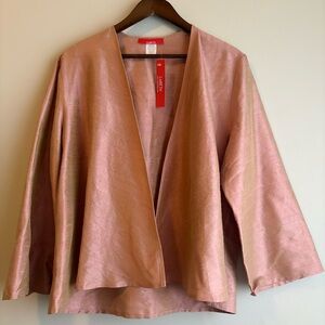 LisBETH Silk Dupioni Swing Jacket Blush Pink XL NWT Made in USA Open Front